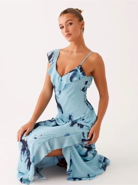 womens cotton midi dress Women Dress, Hand Block Printed Stripes Dress, Boho Chic Flowy Gown, Long Sleeves With Pockets, Flowy Sustainable Gift For Her Color:Blue Floral Elevate your wardrobe with NOAD Quinceanera Dress Pink Blue